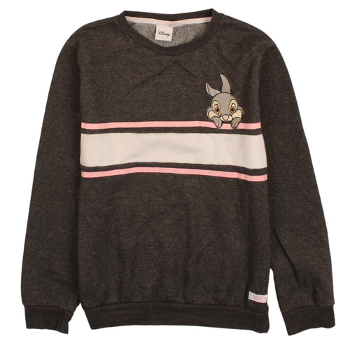 Disney Women Grey Thumper Sweatshirt XS Crew Neck Long Sleeve Pullover