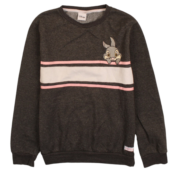 Disney Women Grey Thumper Sweatshirt XS Crew Neck Long Sleeve Pullover
