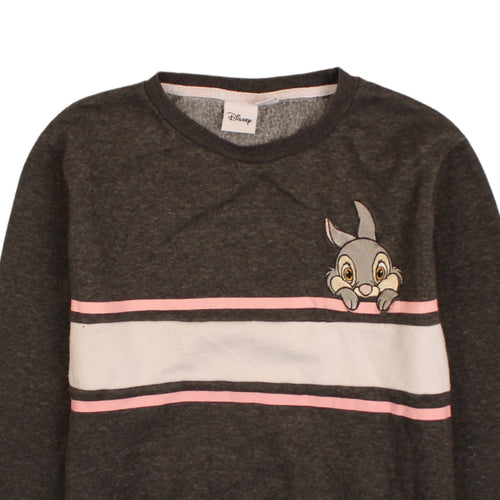 Disney Women Grey Thumper Sweatshirt XS Crew Neck Long Sleeve Pullover