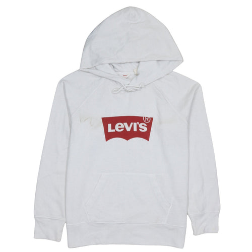 Levi's Men's White Pullover Hoodie Medium Graphic Logo Sweatshirt