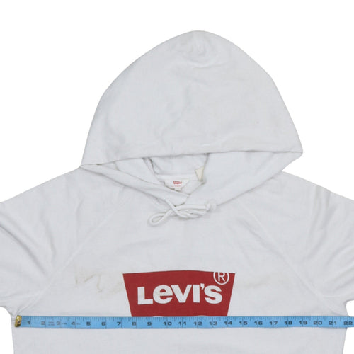 Levi's Men's White Pullover Hoodie Medium Graphic Logo Sweatshirt