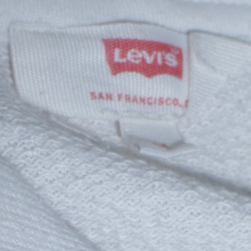 Levi's Men's White Pullover Hoodie Medium Graphic Logo Sweatshirt