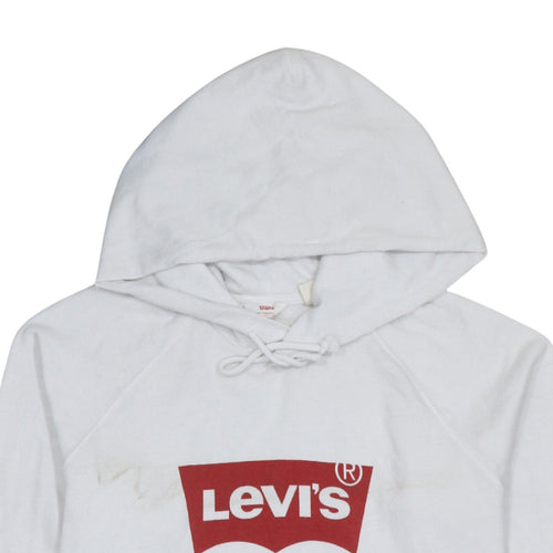 Levi's Men's White Pullover Hoodie Medium Graphic Logo Sweatshirt