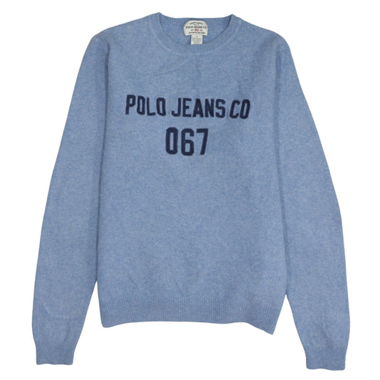 Ralph Lauren Polo Jeans Co Mens Blue Lambswool XL Crew Neck Jumper