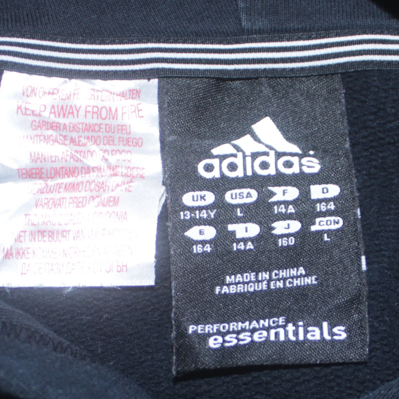 Adidas Boys Black 13-14 Years Pullover Hoodie Essentials 3-Stripes
