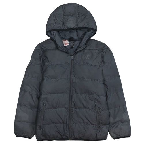 Adidas Boys Black Hooded Puffer Jacket Size 14 Years Winter Coat