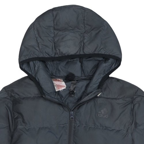 Adidas Boys Black Hooded Puffer Jacket Size 14 Years Winter Coat