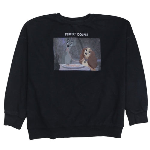 Disney Women Black Lady and the Tramp Sweatshirt L Graphic Pullover