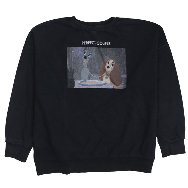 Disney Women Black Lady and the Tramp Sweatshirt L Graphic Pullover