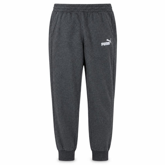 Front view of Puma men’s grey jogger sweatpants, size S, regular fit activewear
