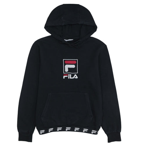 FILA Men's Black XS Pullover Hoodie Embroidered Logo Cotton Blend