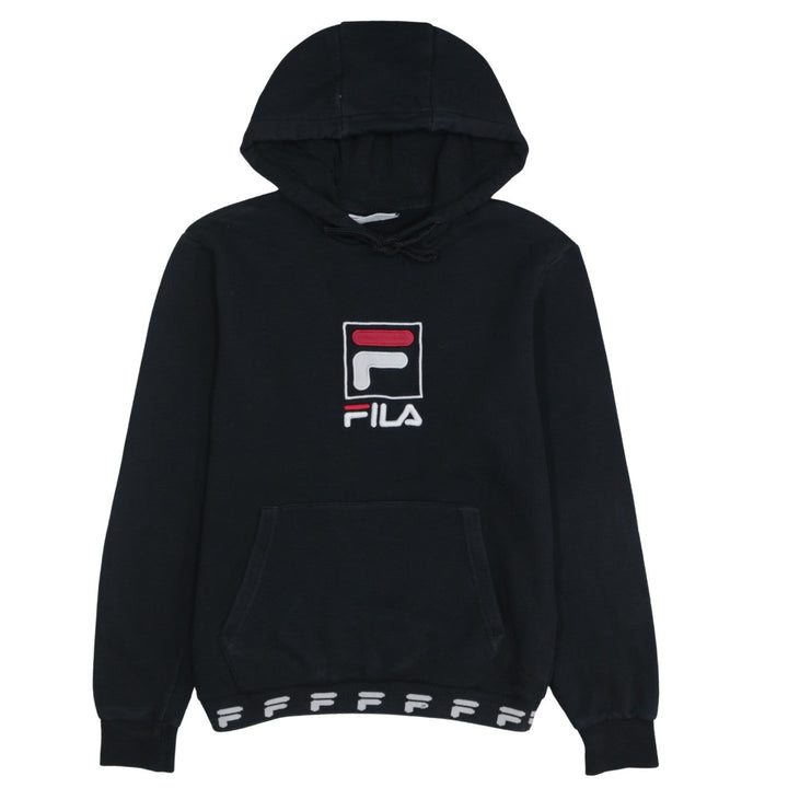 FILA Men's Black XS Pullover Hoodie Embroidered Logo Cotton Blend
