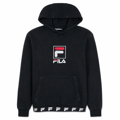 FILA Men's Black XS Pullover Hoodie Embroidered Logo Cotton Blend