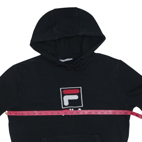 FILA Men's Black XS Pullover Hoodie Embroidered Logo Cotton Blend