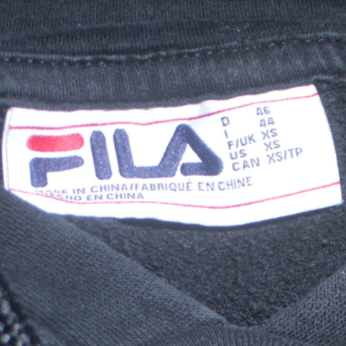 FILA Men's Black XS Pullover Hoodie Embroidered Logo Cotton Blend