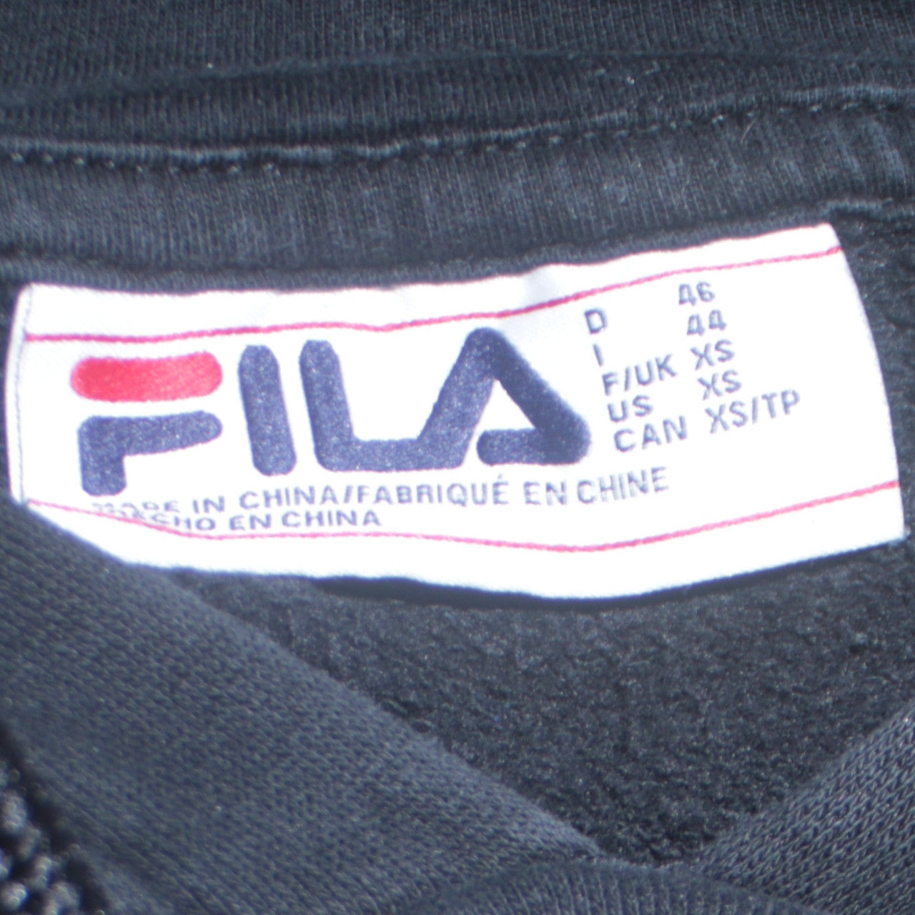FILA Men's Black XS Pullover Hoodie Embroidered Logo Cotton Blend