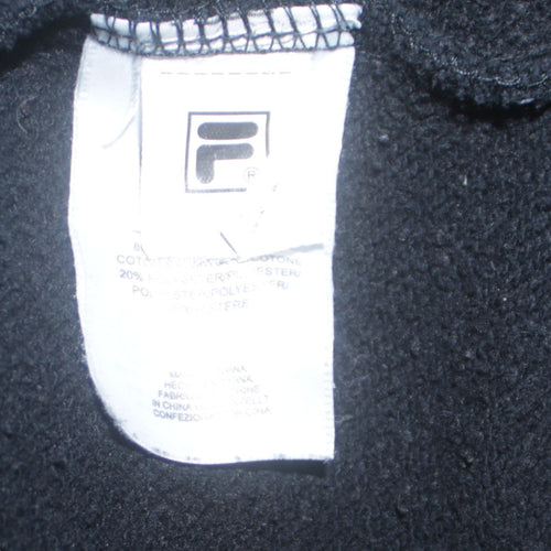 FILA Men's Black XS Pullover Hoodie Embroidered Logo Cotton Blend