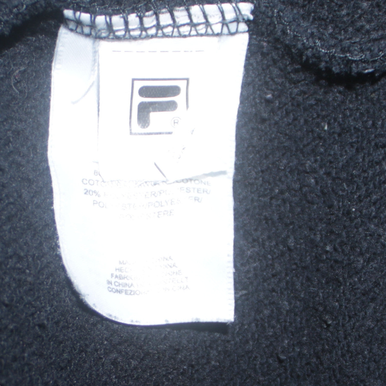 FILA Men's Black XS Pullover Hoodie Embroidered Logo Cotton Blend