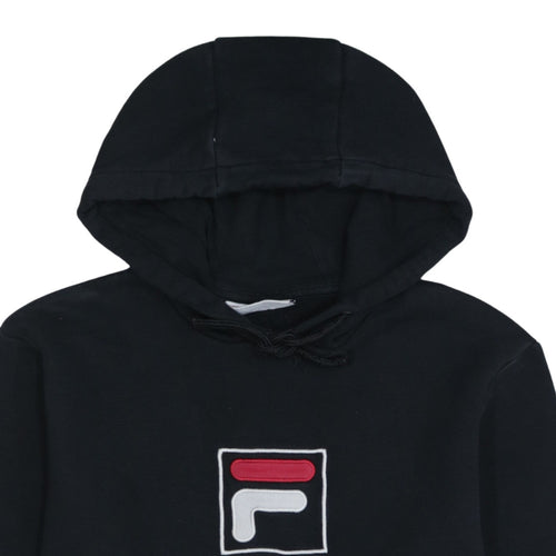 FILA Men's Black XS Pullover Hoodie Embroidered Logo Cotton Blend
