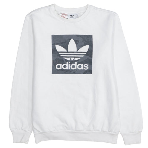 Adidas Boys White Crew Neck Graphic Sweatshirt Size 13-14 Years L