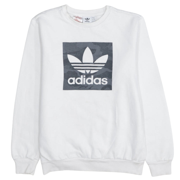 Adidas Boys White Crew Neck Graphic Sweatshirt Size 13-14 Years L