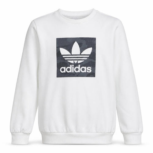 Adidas Boys White Crew Neck Graphic Sweatshirt Size 13-14 Years L