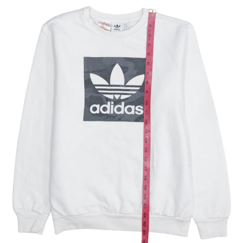 Adidas Boys White Crew Neck Graphic Sweatshirt Size 13-14 Years L