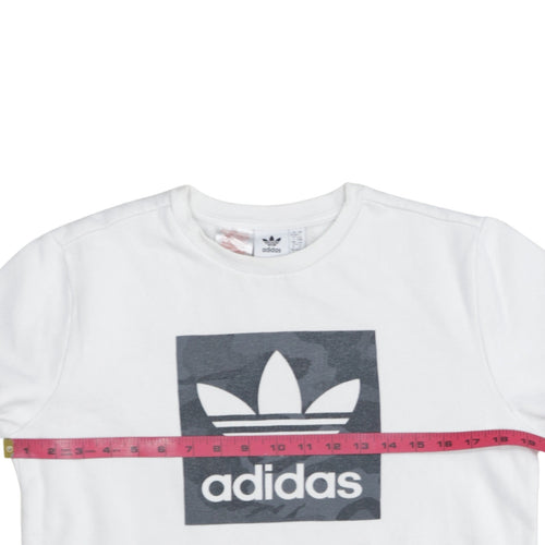 Adidas Boys White Crew Neck Graphic Sweatshirt Size 13-14 Years L