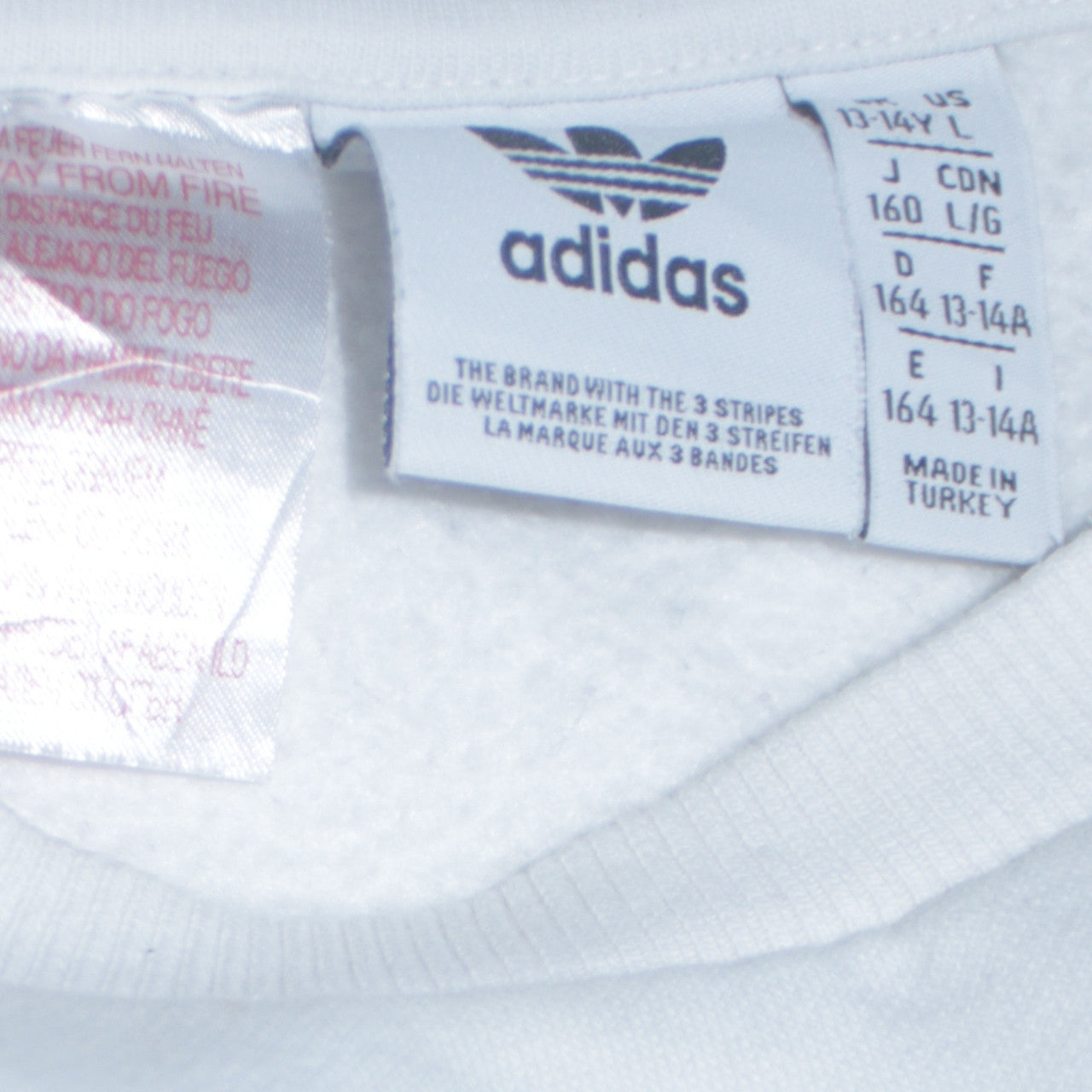 Adidas Boys White Crew Neck Graphic Sweatshirt Size 13-14 Years L