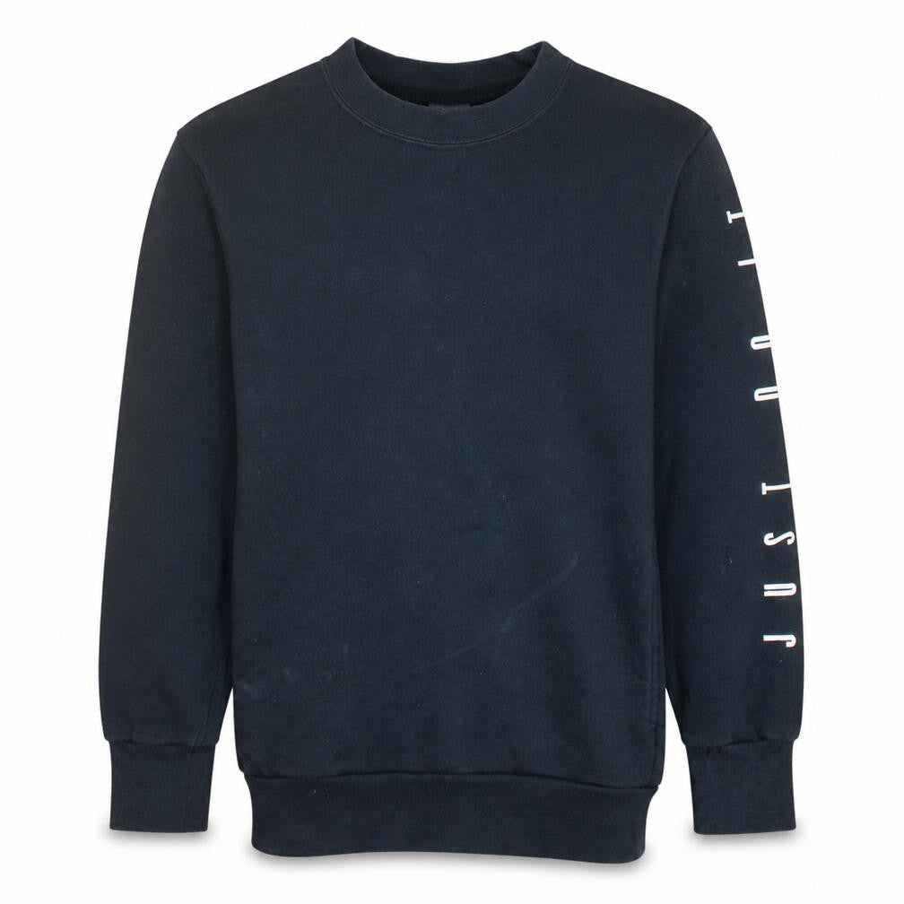Front view of Nike Men's Black Dri-FIT XS Crew Neck Pullover Sweatshirt Just Do It