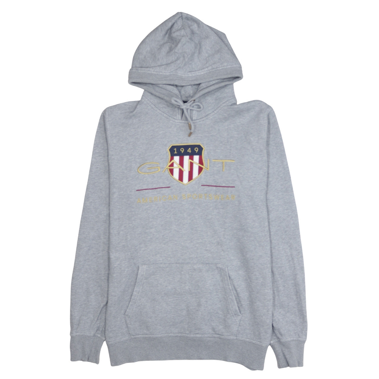 Gant Men's Grey XL Pullover Hoodie with Embroidered Logo