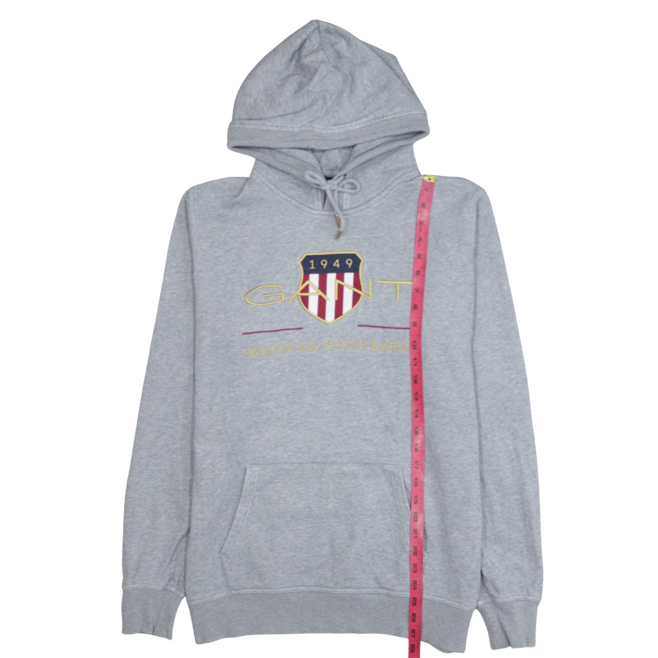 Gant Men's Grey XL Pullover Hoodie with Embroidered Logo