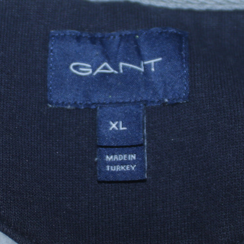 Gant Men's Grey XL Pullover Hoodie with Embroidered Logo