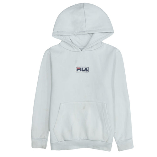 Fila Boys White Pullover Hoodie 13 Years Cotton Blend Logo Design