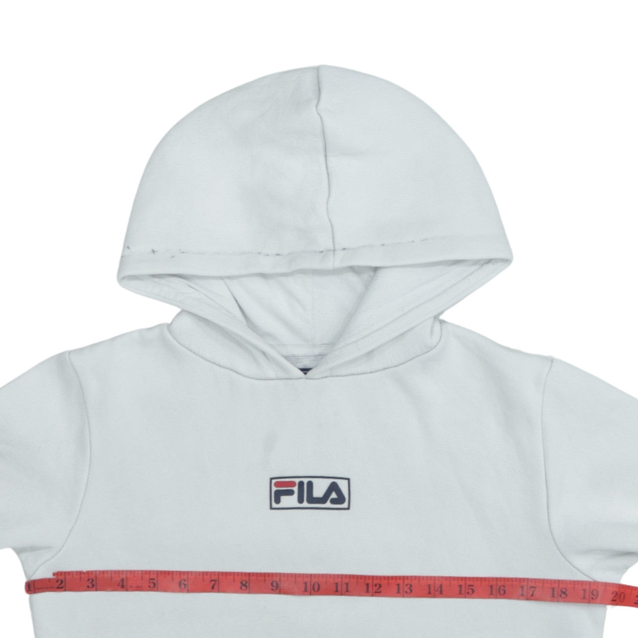 Fila Boys White Pullover Hoodie 13 Years Cotton Blend Logo Design