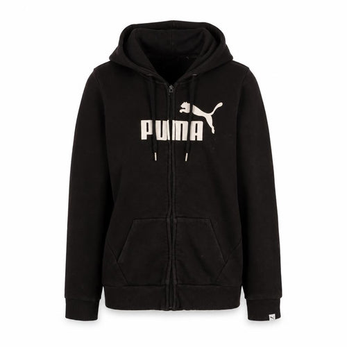 Puma Women's Black Full Zip Hoodie Size 8 Logo Graphic Sportswear