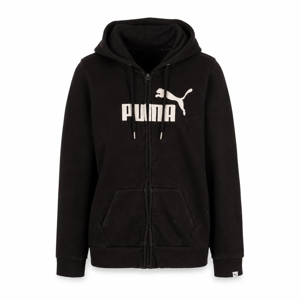 Puma Women's Black Full Zip Hoodie Size 8 Logo Graphic Sportswear