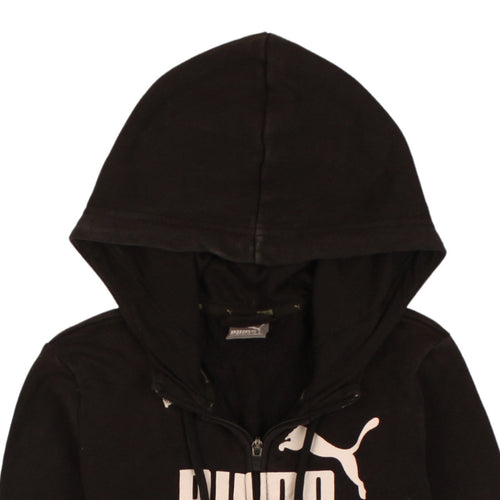 Puma Women's Black Full Zip Hoodie Size 8 Logo Graphic Sportswear