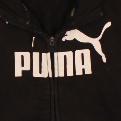 Puma Women's Black Full Zip Hoodie Size 8 Logo Graphic Sportswear