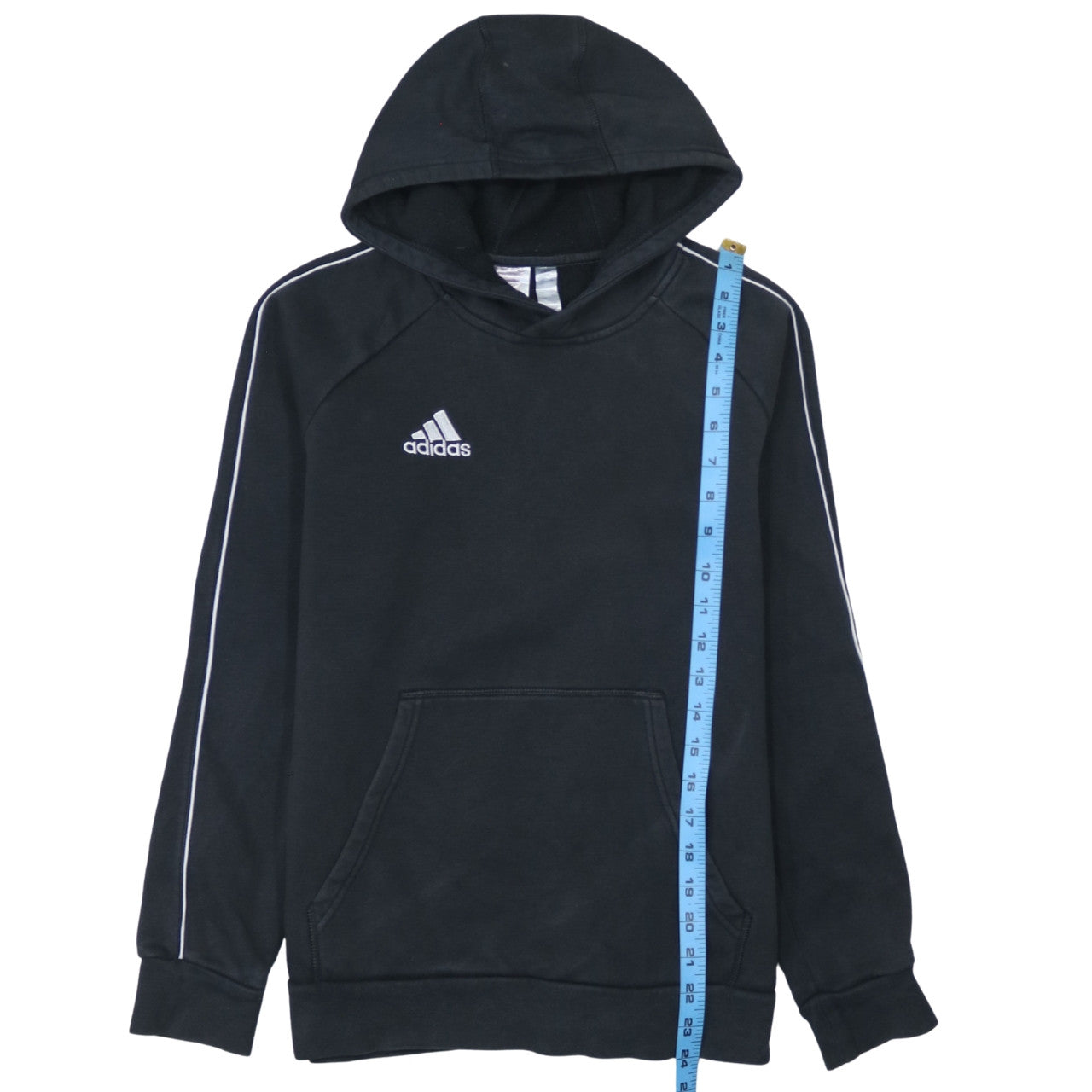 Adidas Boys Black Pullover Hoodie 13-14 Years Cotton Blend Sportswear
