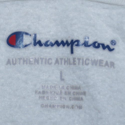 Champion Boys Beige & Green Pullover Hoodie L Logo Print Cotton Blend
