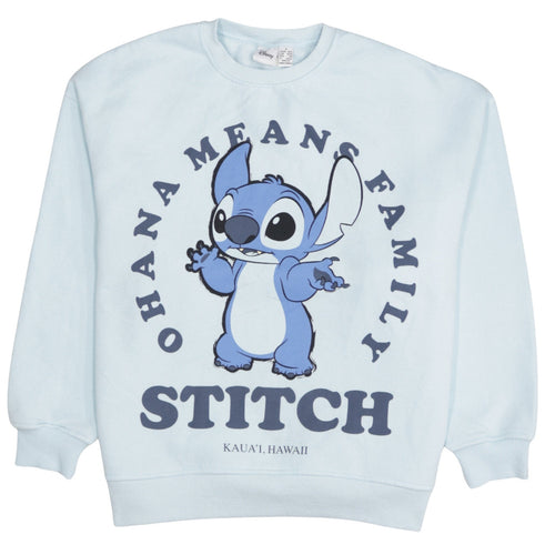 Disney Women Blue Stitch Sweatshirt Small Pullover Crew Neck