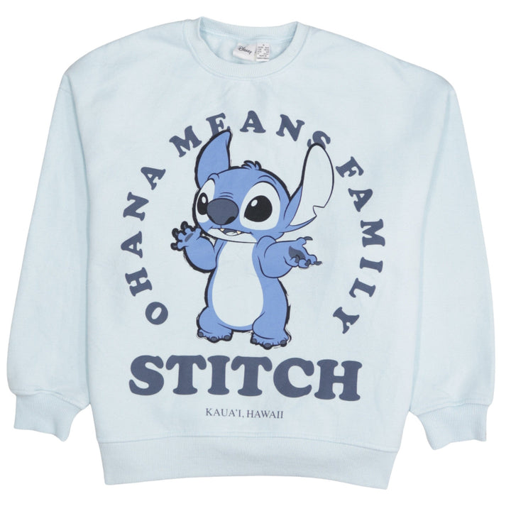 Disney Women Blue Stitch Sweatshirt Small Pullover Crew Neck