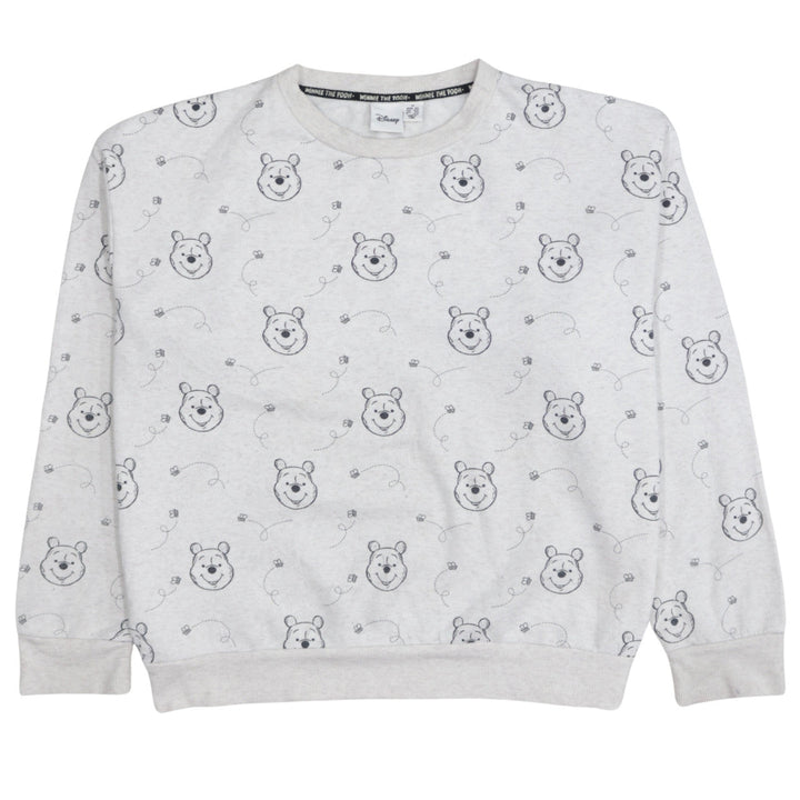 Disney Women Grey Winnie the Pooh Sweatshirt Size M Crew Neck Cotton Blend