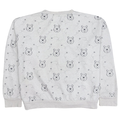Disney Women Grey Winnie the Pooh Sweatshirt Size M Crew Neck Cotton Blend