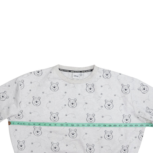 Disney Women Grey Winnie the Pooh Sweatshirt Size M Crew Neck Cotton Blend