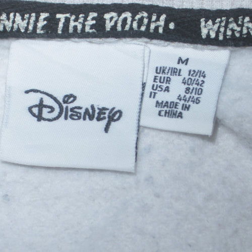 Disney Women Grey Winnie the Pooh Sweatshirt Size M Crew Neck Cotton Blend