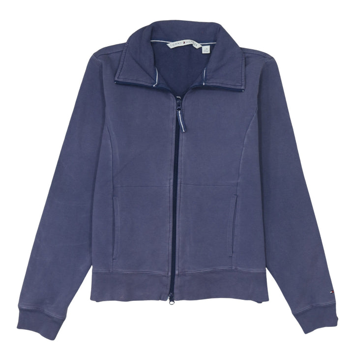 Tommy Hilfiger Women Blue Full Zip Hoodie Sweatshirt L Cotton Blend