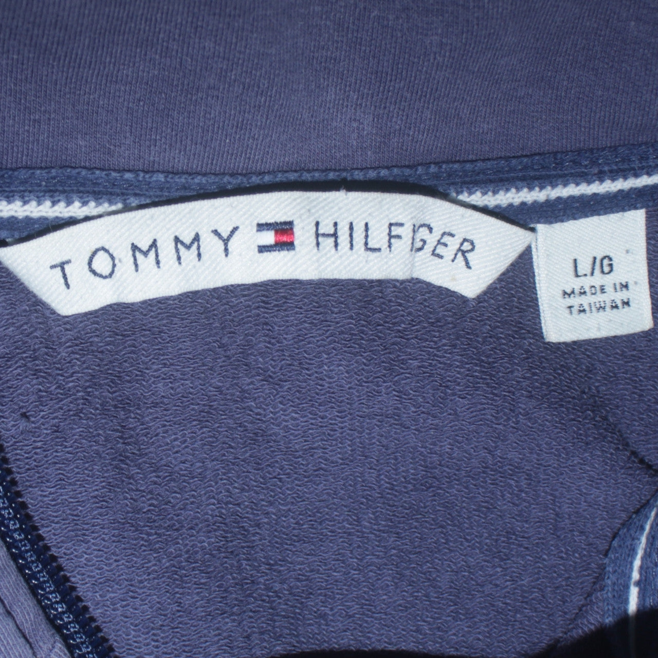 Tommy Hilfiger Women Blue Full Zip Hoodie Sweatshirt L Cotton Blend