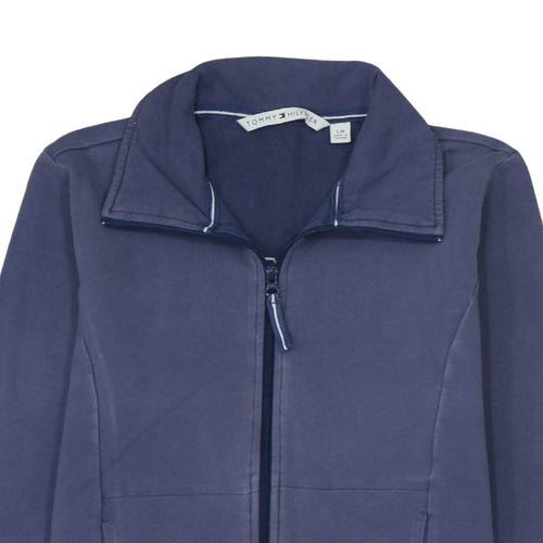 Tommy Hilfiger Women Blue Full Zip Hoodie Sweatshirt L Cotton Blend